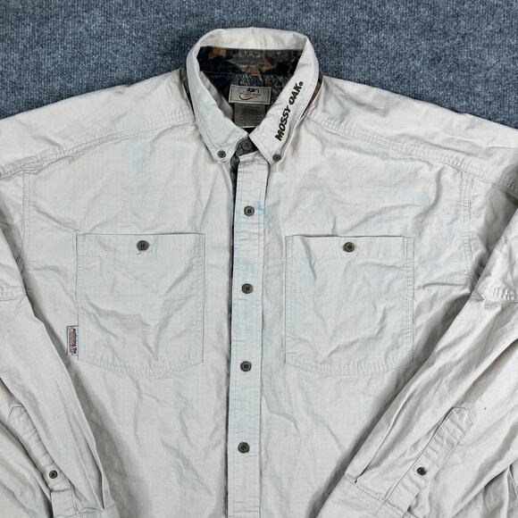 Mossy Oak Outdoor Shirt Mens 2XL Beige Ripstop Cotton Utility Hunting - Picture 1 of 9